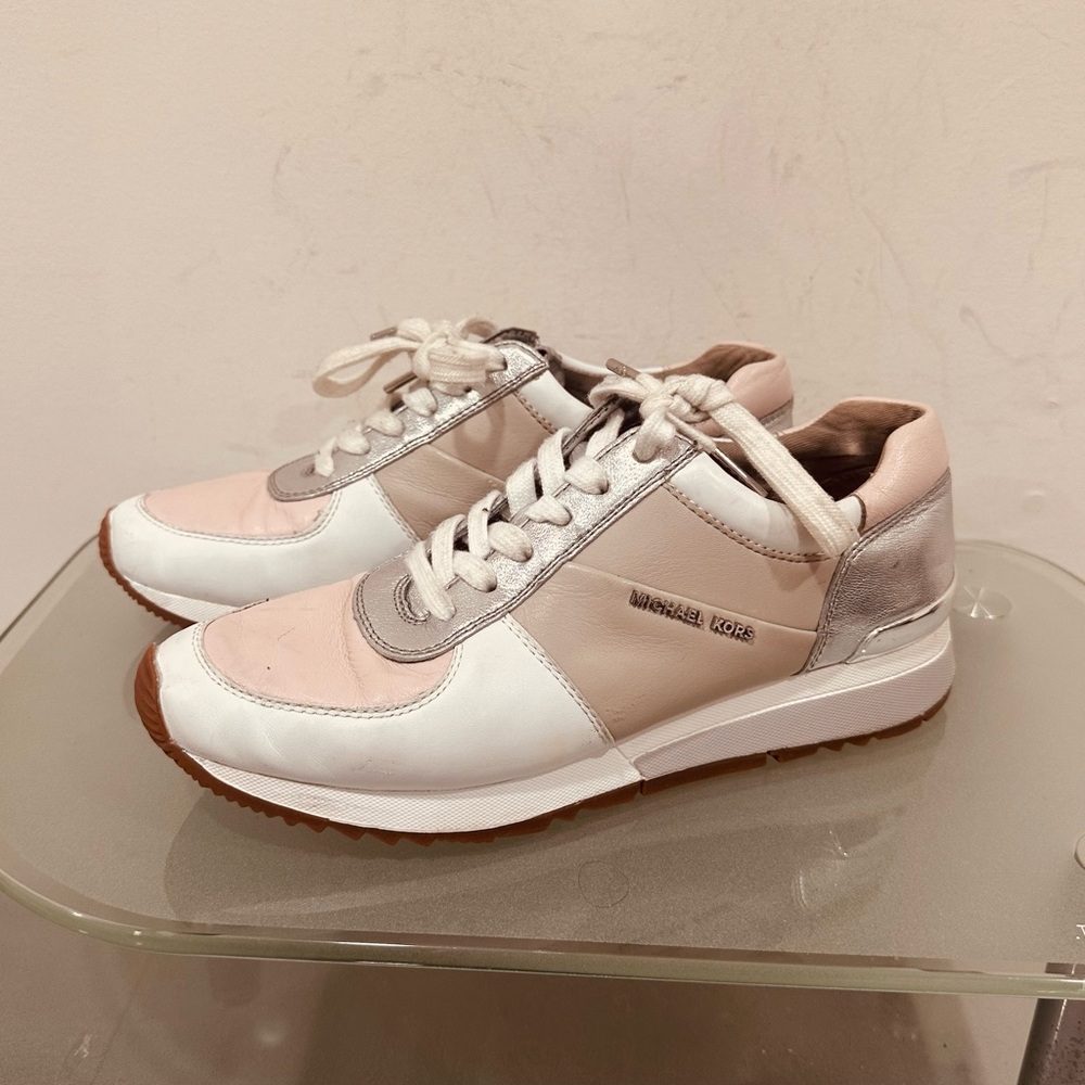Michael KORS ALLIE Cement Soft Pink Silver Trainer Sneakers US 8‎